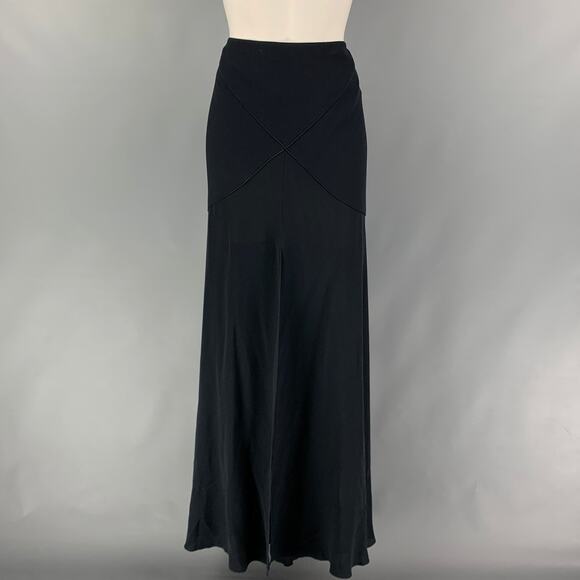 VALENTINO Size 8 Black Acetate Blend Long Skirt